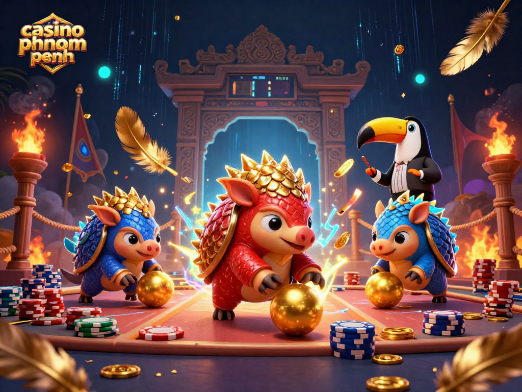 Experience thrilling gameplay with casino phnom penh's vibrant pangolin rivalry amidst stacked poker chips.