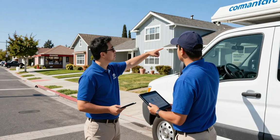 Operators from an Orange County SEO company discussing local marketing strategies in a community setting