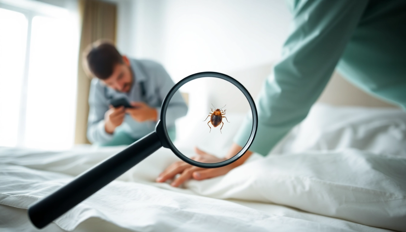 Ensuring effective bed bug control through professional inspection of a bedroom.
