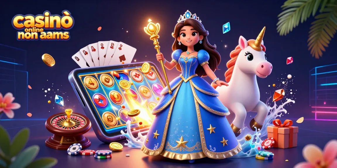 Vinci ai casinò online non AAMS con slot affascinanti e giochi vivaci in una scena magica.