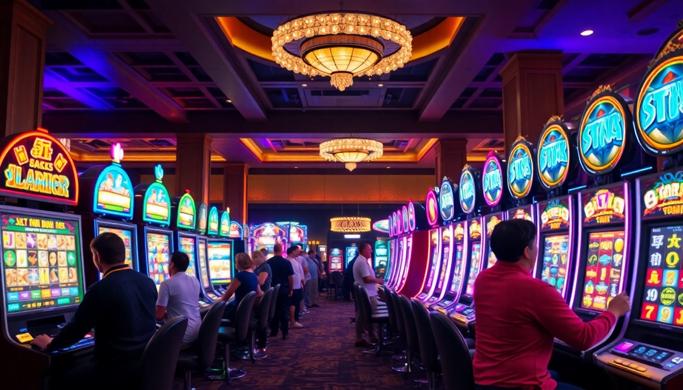 Rasakan sensasi bermain situs slot yang menarik di kasino yang ramai dan bercahaya.