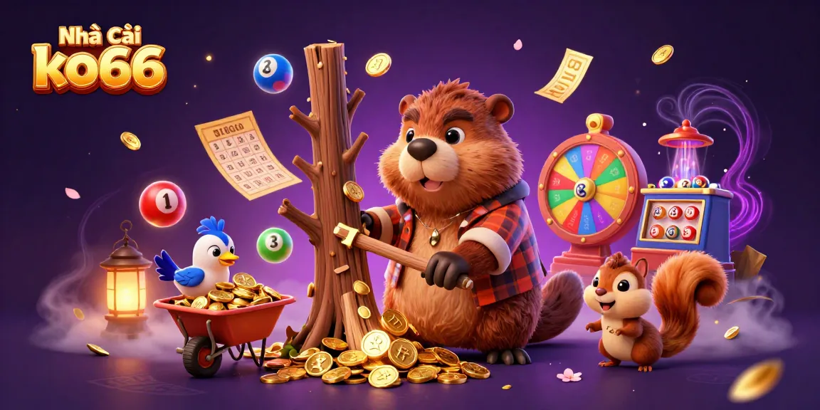 Experience the thrill of Nhà cái ko66 with lively characters and exciting gaming elements in this vibrant illustration.