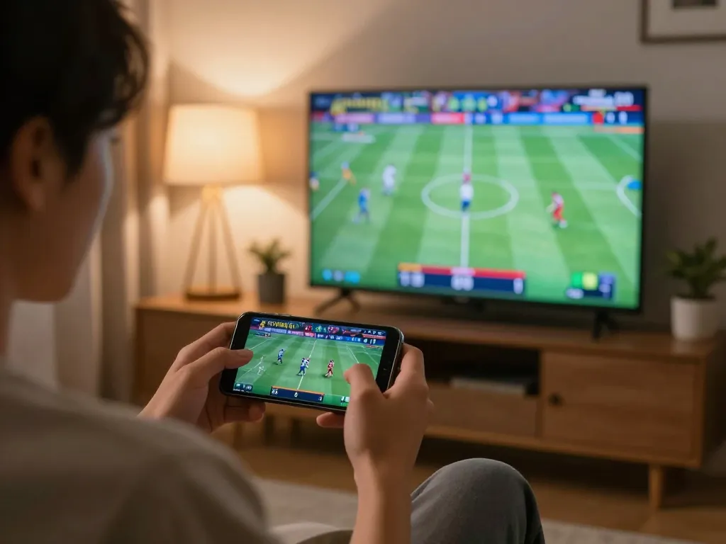 Experience thrilling sports betting action with N188 on a smartphone during live games in a cozy home atmosphere