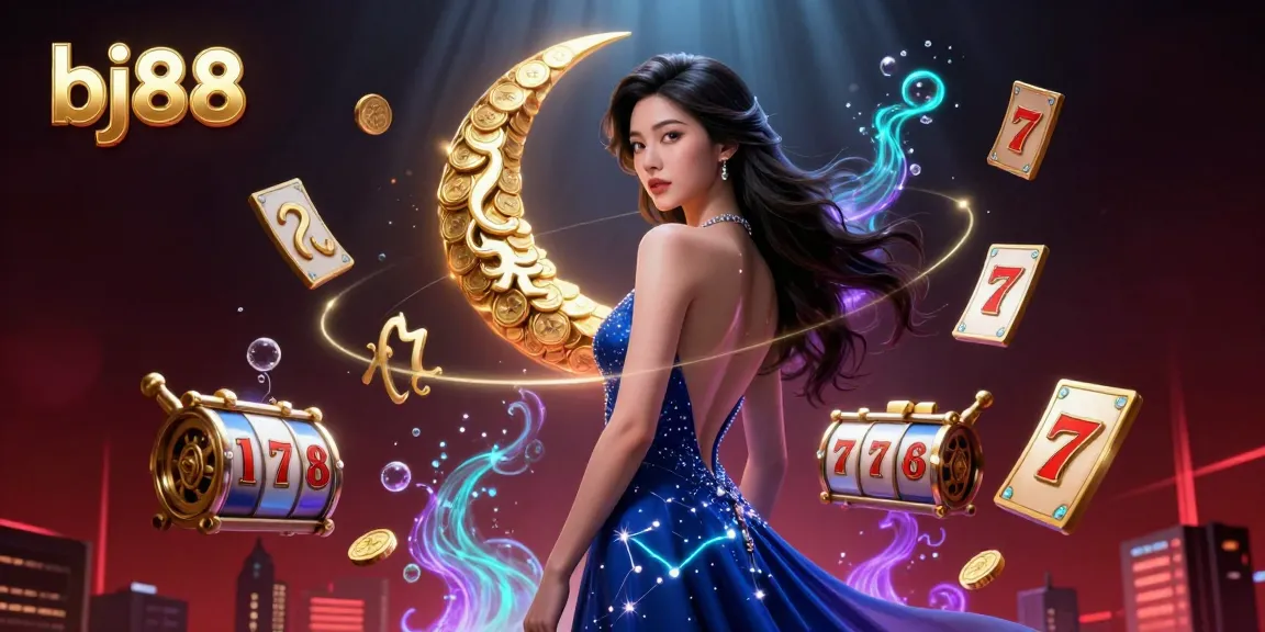 Enjoy thrilling gameplay at bj88 while surrounded by dynamic slot reels and neon elements.