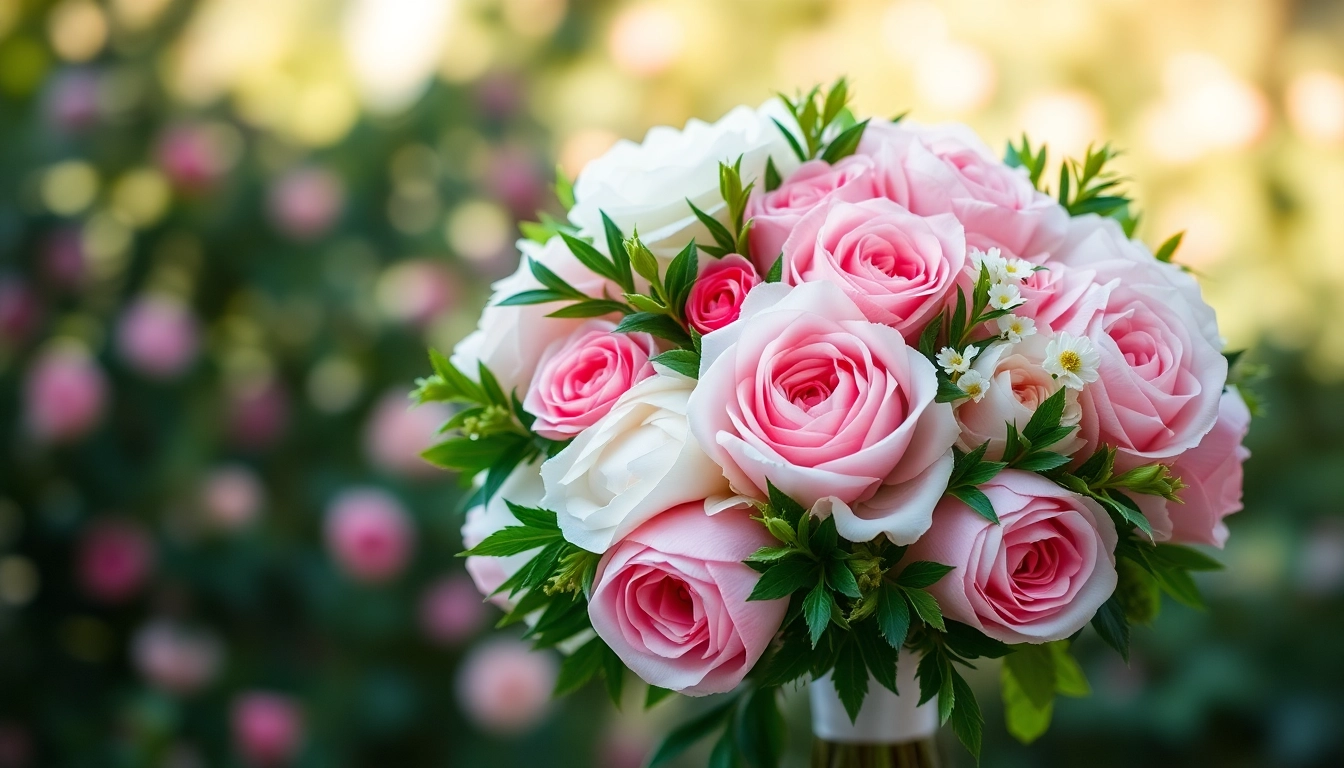 Captivating bouquet of wedding flowers in soft colors, showcasing roses and peonies.