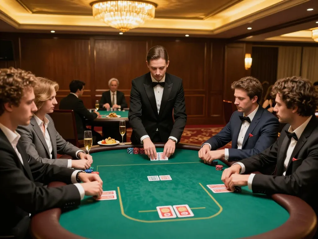 N188 poker players engaged in a high-stakes game at a luxurious casino table