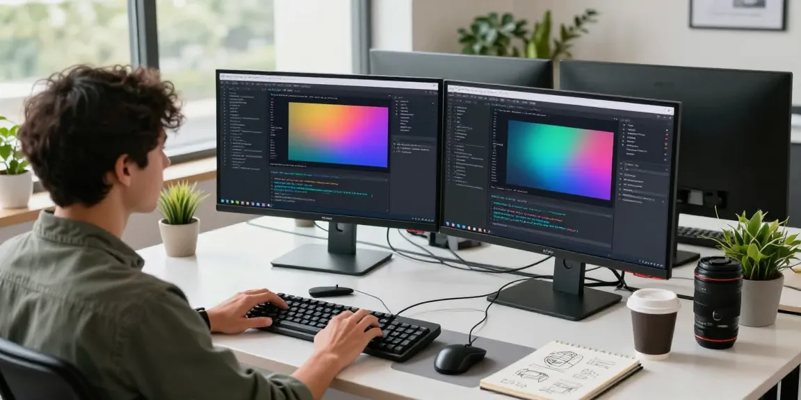 Professional workspace scene with a developer using Snipaste for efficient 截图软件下载 and design.
