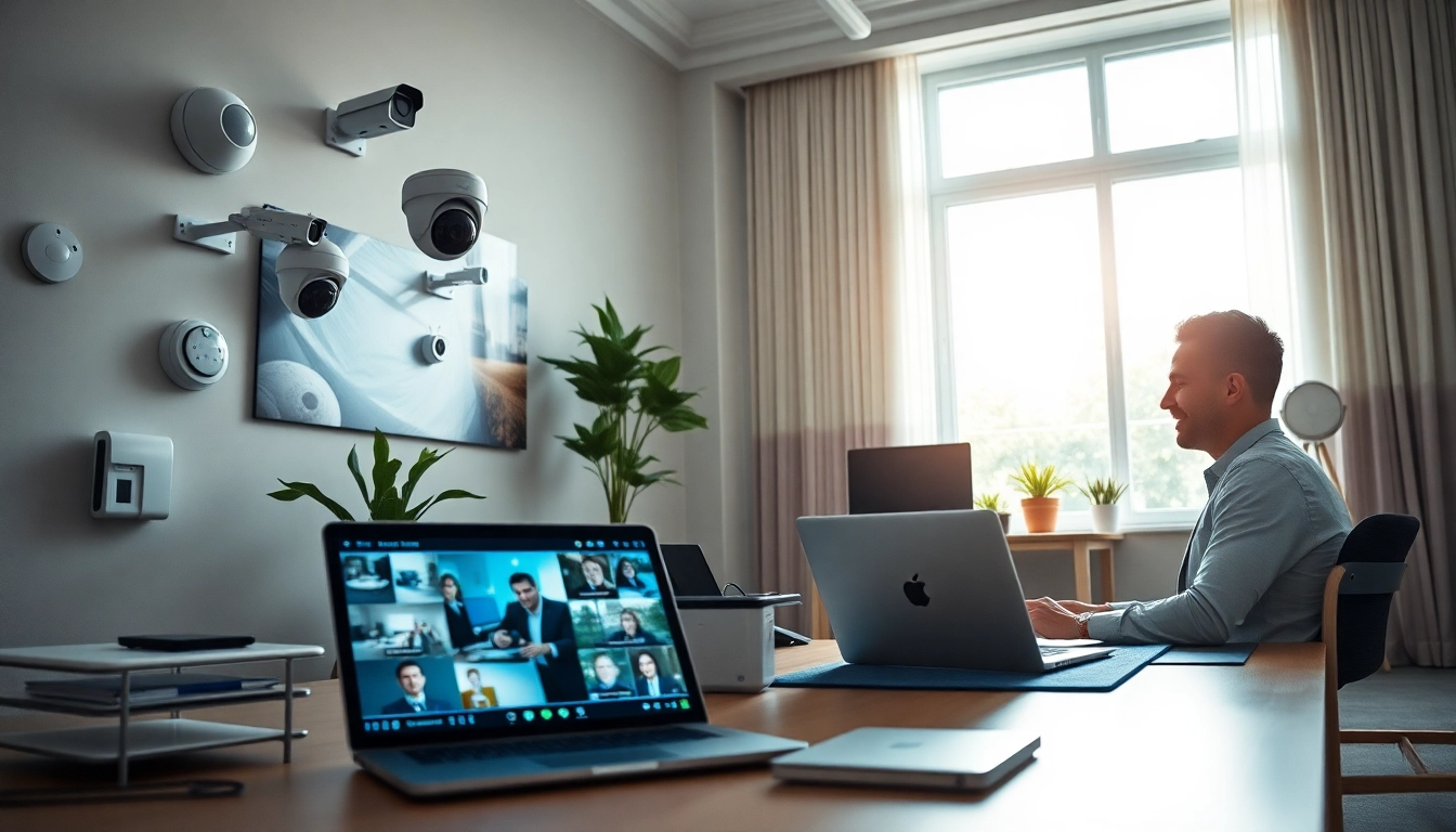 Soluciones de seguridad innovadoras de una empresa de seguridad de confianza, que muestran cámaras modernas y sistemas de alarma.