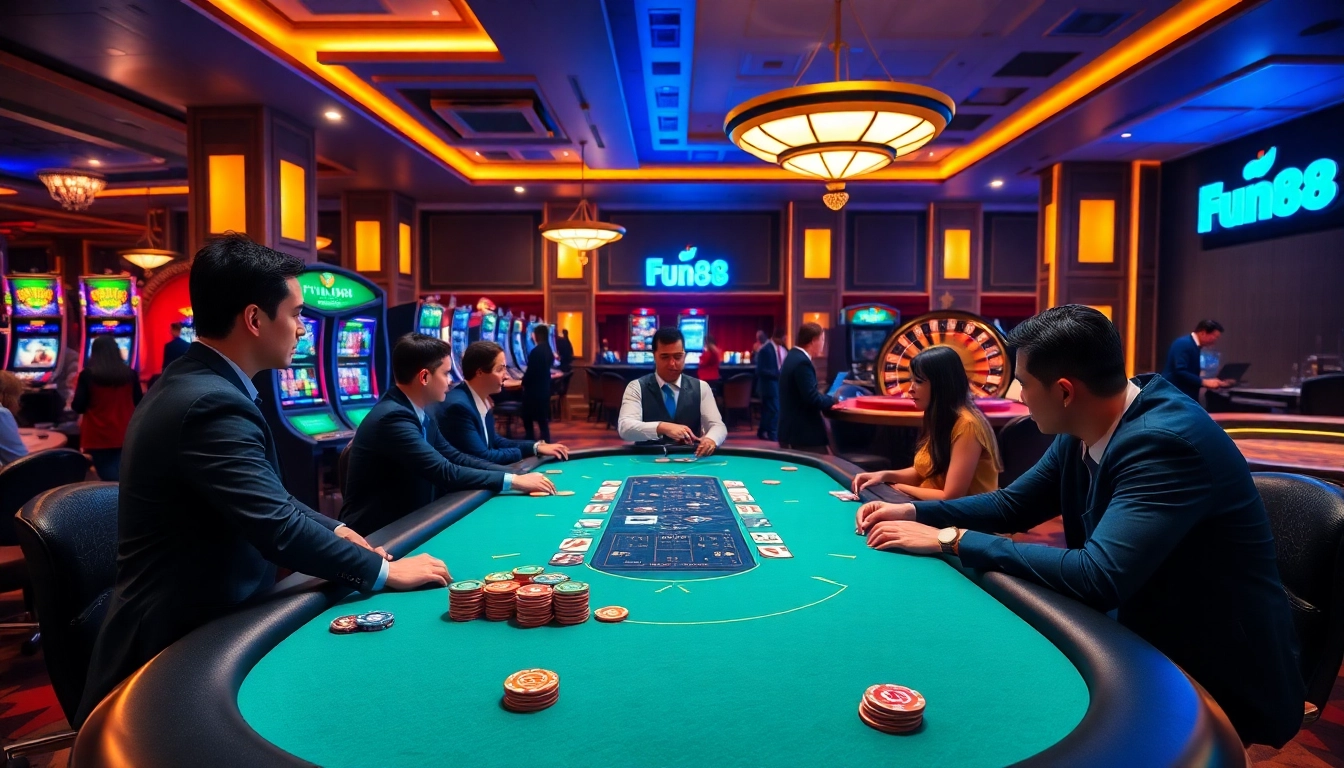Experience thrilling Fun88 games with vibrant casino tables and engaging players.