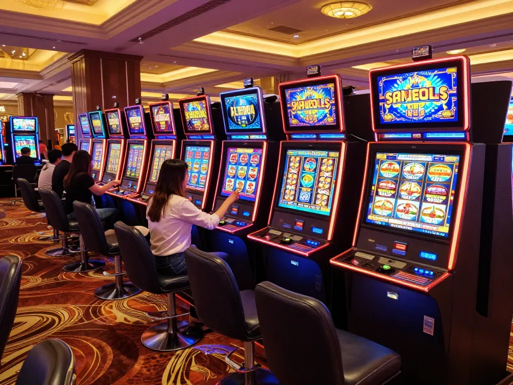 Engaging gameplay at slot bet 200 machines in a lively casino atmosphere