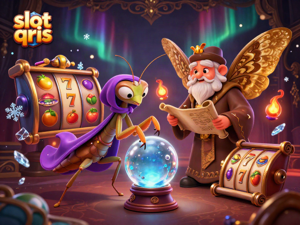Engage with thrilling slot qris gameplay showcasing a dynamic scene of fortune tellers and magical elements.
