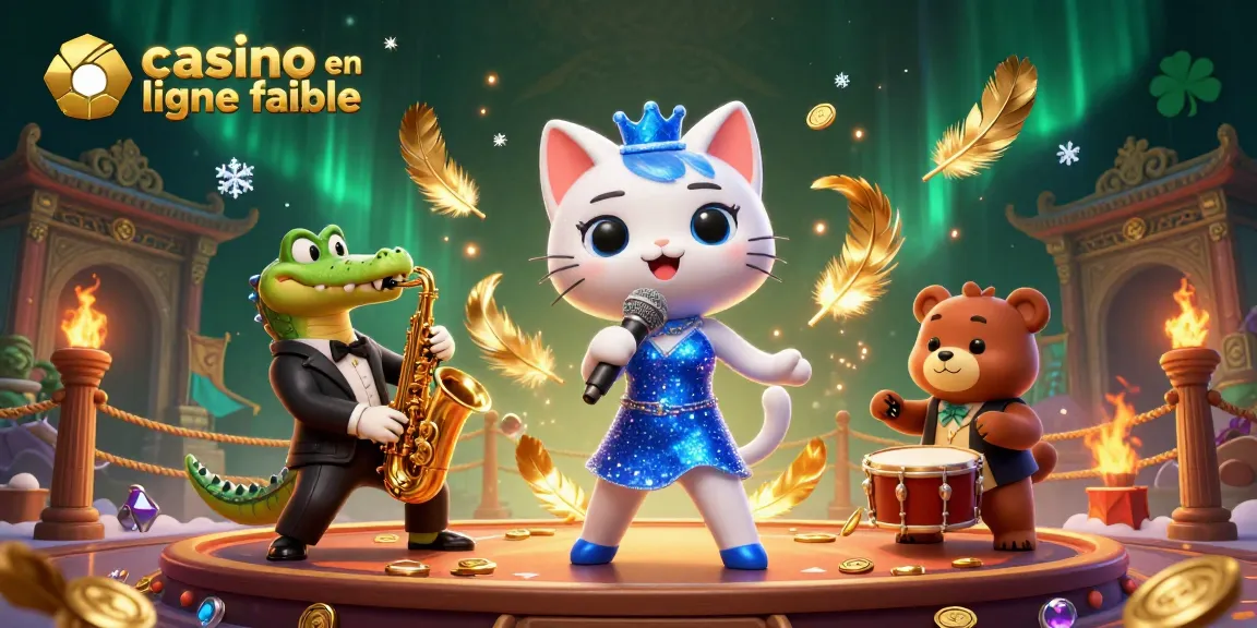 Jouer au casino en ligne fiable avec le chat chanteur et des personnages animés dans une scène vibrante.