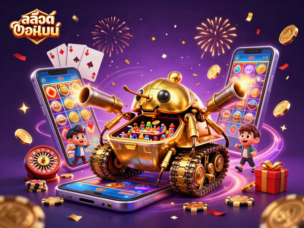 Engage with สล็อตออนไลน์ as you immerse in a lavish casino scene full of excitement and golden coins.