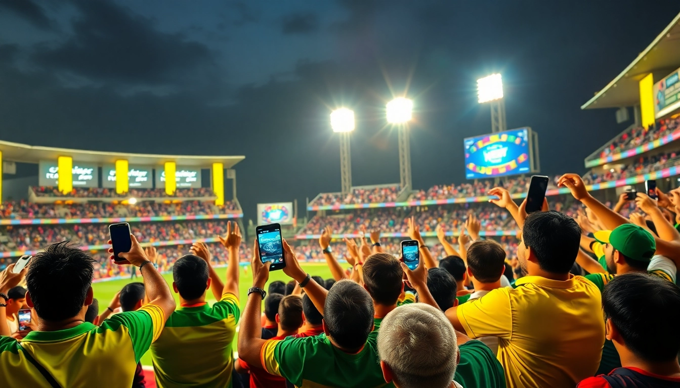 Engaged fans celebrating at the best ipl betting sites in india during an exciting cricket match.
