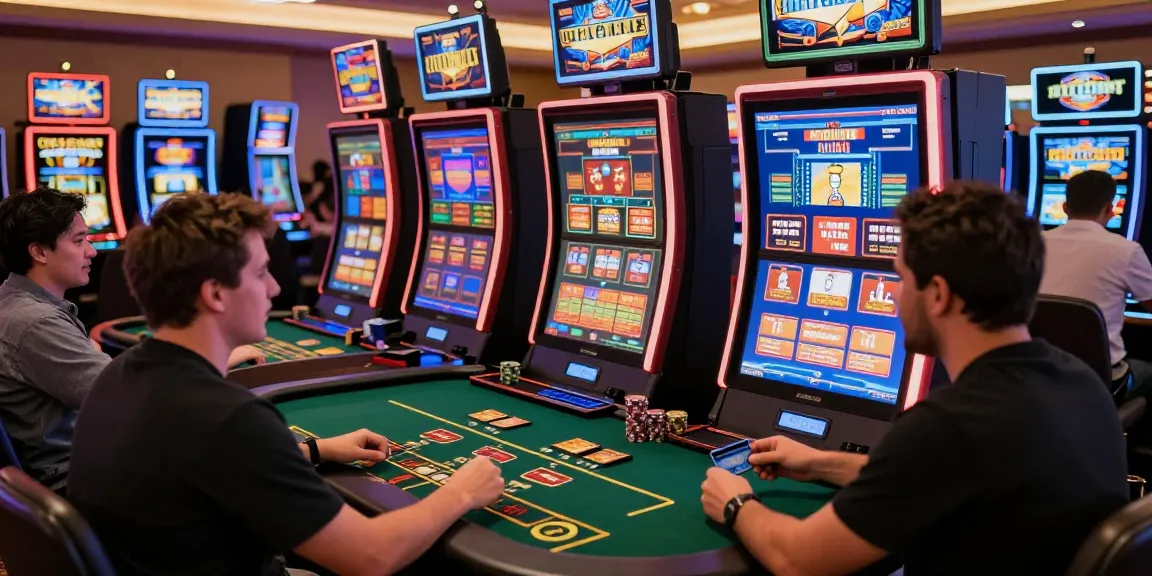Players at credit card casinos engaging with vibrant slot machines and live dealers from https://iis.org.uk, showcasing excitement and community.