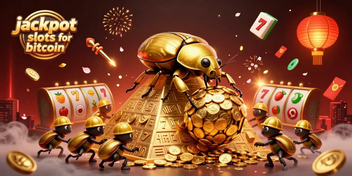 Check out jackpot slots for bitcoin featuring lively elements and vibrant characters in a rich casino scene.