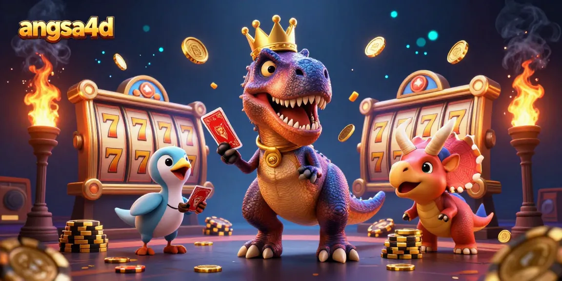Join the fun at angsa4d as characters shuffle cards and stack chips in a vibrant casino scene.