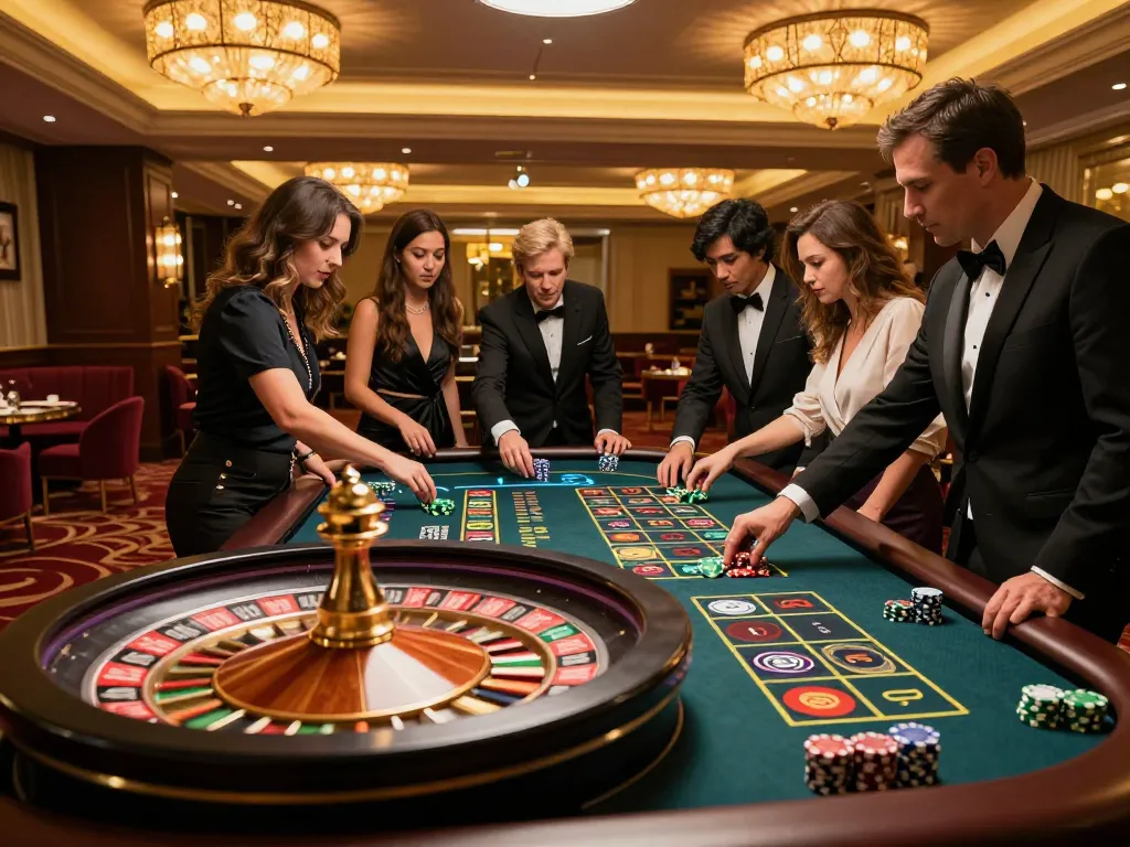 Engaged players at the roulette table exploring tr88 gaming with vibrant chips and excitement