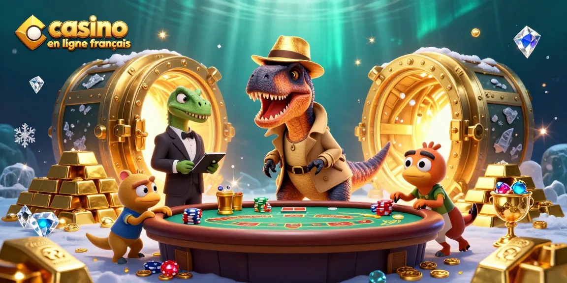 Amusez-vous sur un casino en ligne français avec un vélociraptor distrait au blackjack.