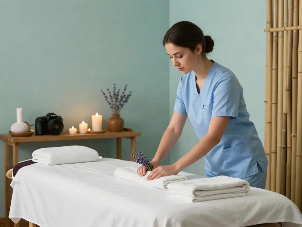 Relaxing 사당출장마사지 therapy room with soothing ambiance and essential oils.
