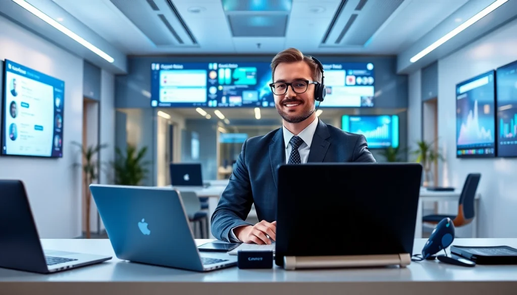 Experience a chatgpt free alternative through a sleek digital assistant in an innovative office.