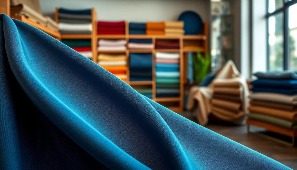 Punta di Roma stof met rijke textuur en levendige kleuren in een showroom