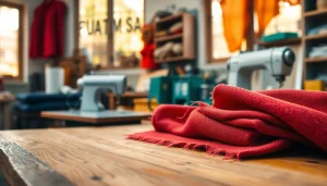 Punta di Roma stof in een ambachtelijke werkplaats met kleurrijke stofstalen.