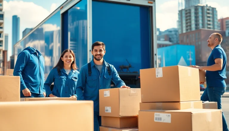 Efficient team of movers from a Toronto moving company loading boxes into a truck.