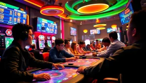 Menampilkan bandar toto yang meriah dengan pemain bersemangat menikmati pengalaman bermain.