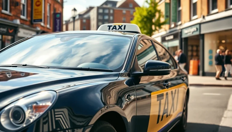 Book a reliable West bridgford Taxi with a modern fleet on a vibrant city street.