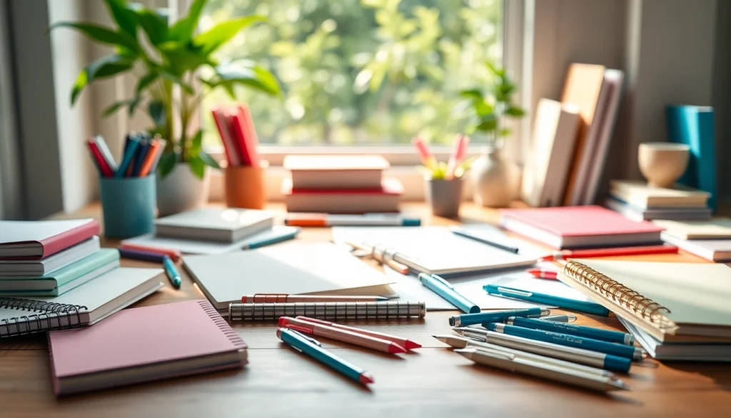 Explore stationery suppliers uk with a beautifully organized workspace showcasing vibrant stationery.