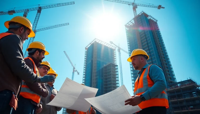 Showcasing Manhattan Commercial General Contractor team collaborating on a high-rise construction project.