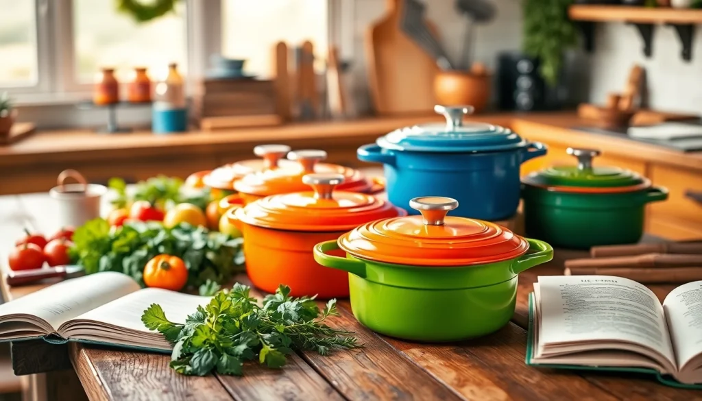 Find attractive options where to buy Le Creuset in NZ showcased in a vibrant kitchen.