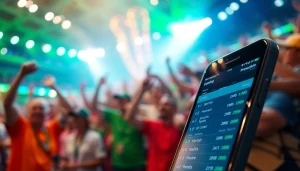 Engaging scene showcasing the best sports betting apps India with a smartphone and vibrant sports atmosphere.