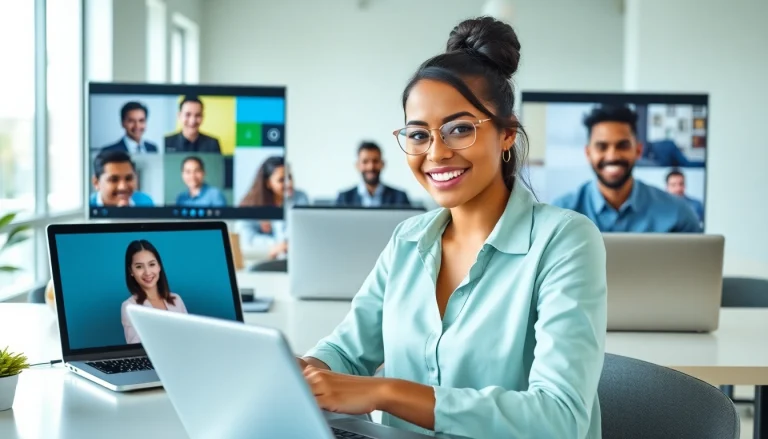 Engaged professionals on a virtual platform for new hire jobs hiring event.