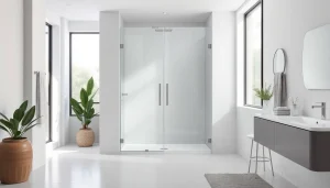 Découvrez une paroi de douche élégante en verre dans une salle de bain moderne.