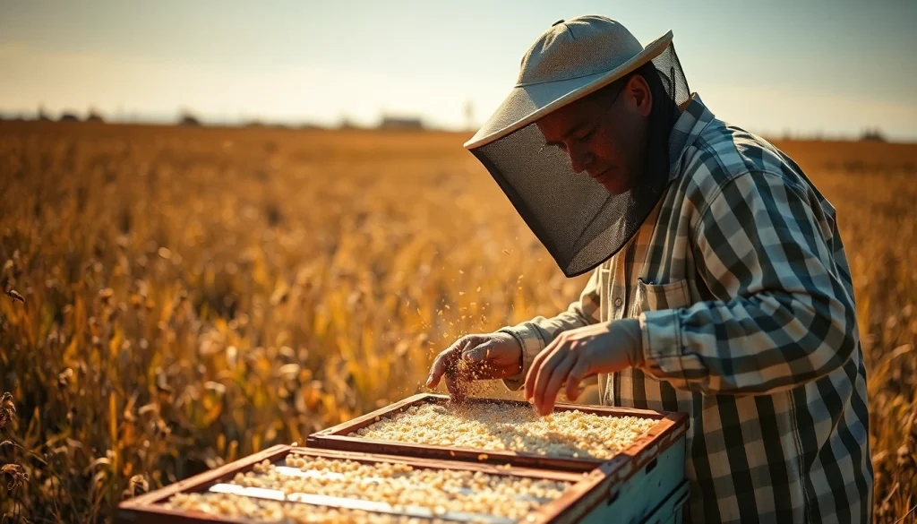 Visualización de herrajes para colmenas utilizados por un apicultor en su trabajo diario.