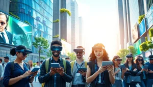 Explore technology integration in society at https://mohamedmmblog.tech featuring diverse individuals using devices.