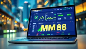 Engaging sports betting dashboard featuring MM88 on a laptop, symbolizing digital excellence.