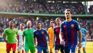 Explore vibrant team football kits worn by players on a soccer pitch, showcasing dynamic action.