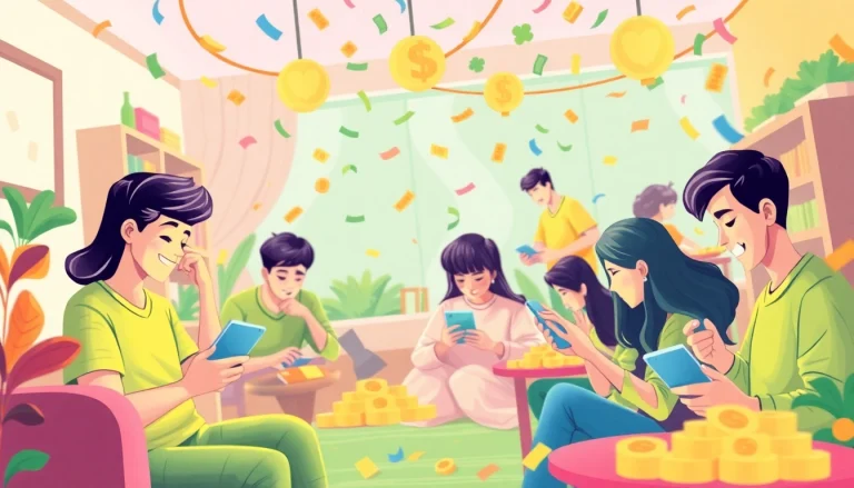 Momen seru togel online resmi dengan pemain bahagia yang asyik bermain togel di perangkat mereka.