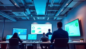 Cybersecurity Services Tampa office environment showcasing professionals engaged in innovative tech solutions.