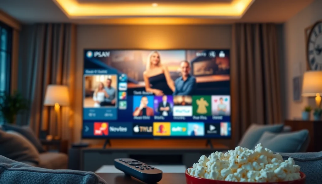 Watch channels with iron tv pro on a modern IPTV interface in a cozy living room.