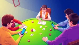 Experience the excitement of Ok rummy as players enjoy an engaging online gaming session with vibrant cards and chips.
