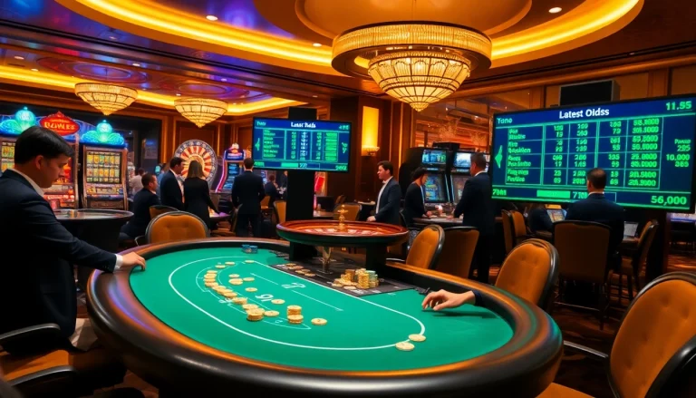 Experience excitement at a lively casino with 7m betting tables and vibrant slot machines.