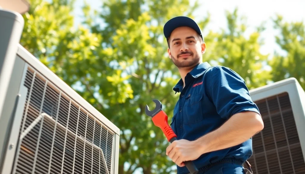 HVAC technician performing ac repair Glendale AZ on an outdoor unit in bright sunlight.