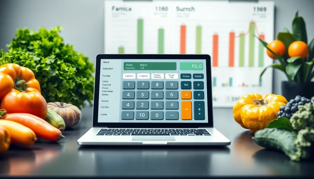 Calculate your macronutrients effectively using a macro calculator displayed in a healthy setting.
