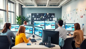 công ty thiết kế website team collaborating on innovative web design solutions