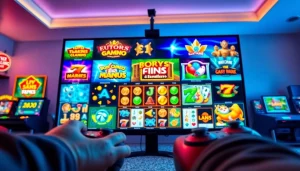 Engaging gaming scene with Kode4d slot games, showcasing vibrant graphics and user-friendly interfaces.