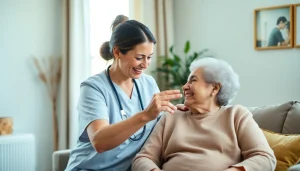 Caregiver providing support in austin senior home care, exemplifying compassion and warmth in a home environment.